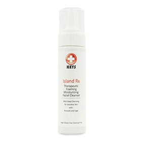 Keys Island Rx bottle with foaming pump for gentle cleansing on sensitive skin.