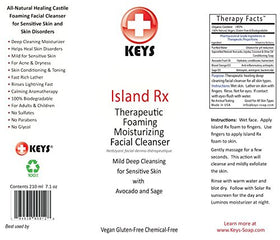 Keys Island Rx foaming texture close-up showing rich lather for soothing baths.