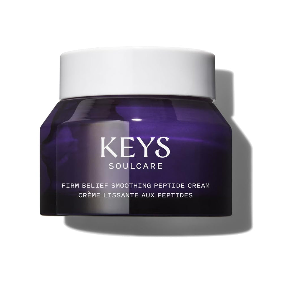Keys Soulcare Firm Belief cream bottle highlights hydration and a smooth, supple complexion.