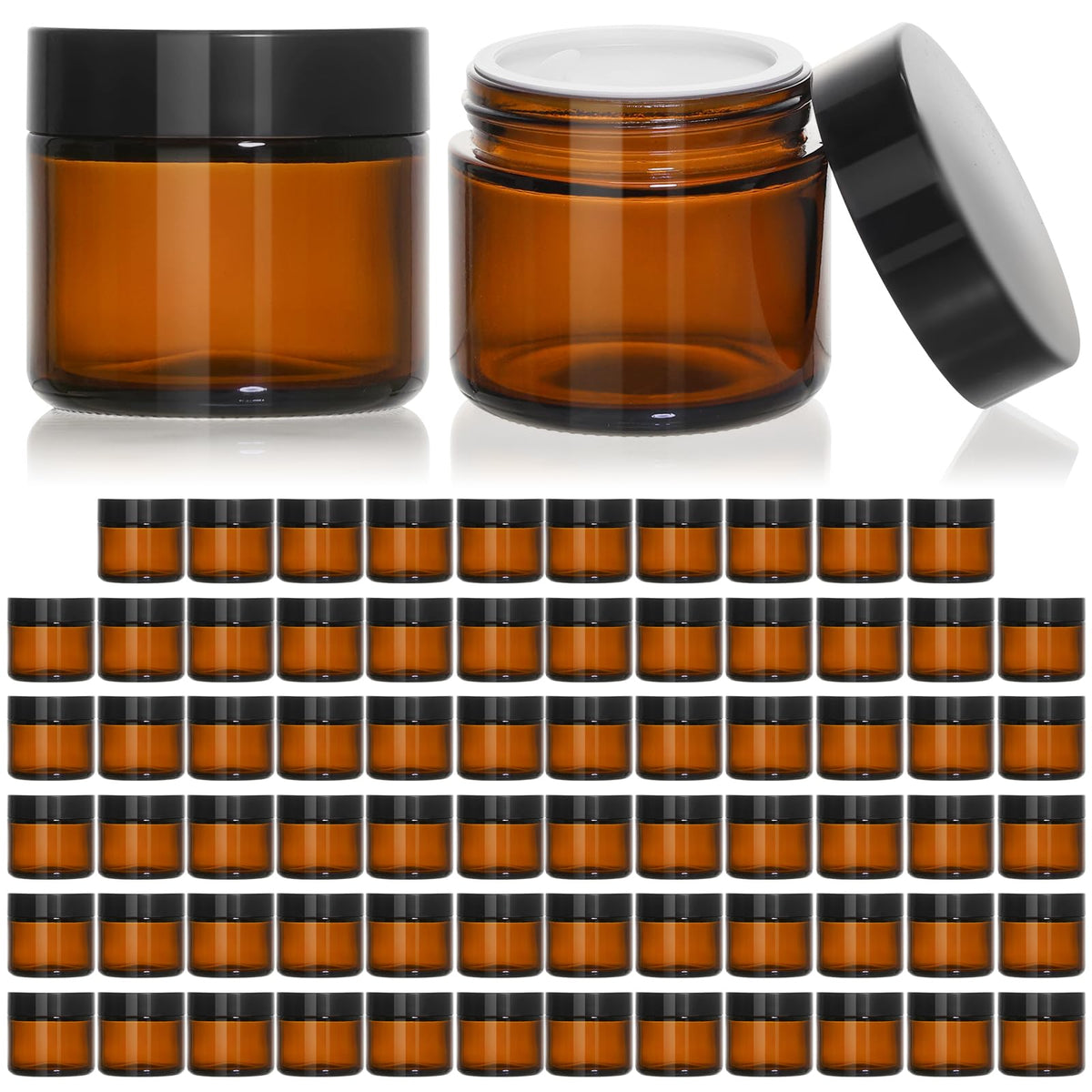 KeyWING 2oz amber jar with black lid for secure storage