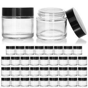 KeyWING 2oz glass jar with black lid in secure packaging, durable and travel-ready