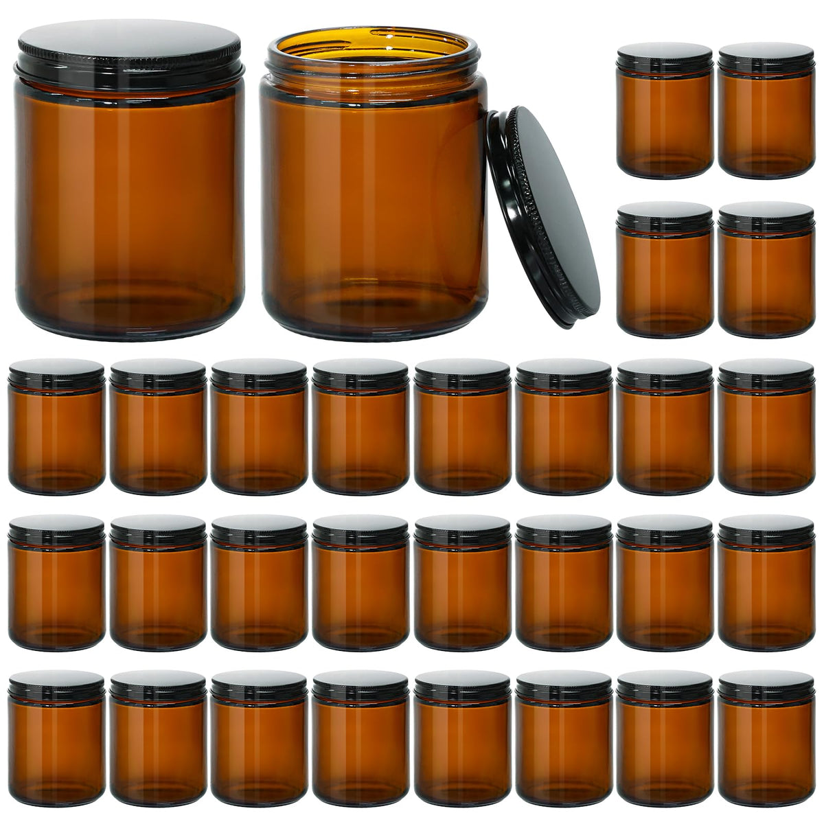KEYWING 8 oz amber glass jar with lid, durable and UV-protected for long-lasting contents.