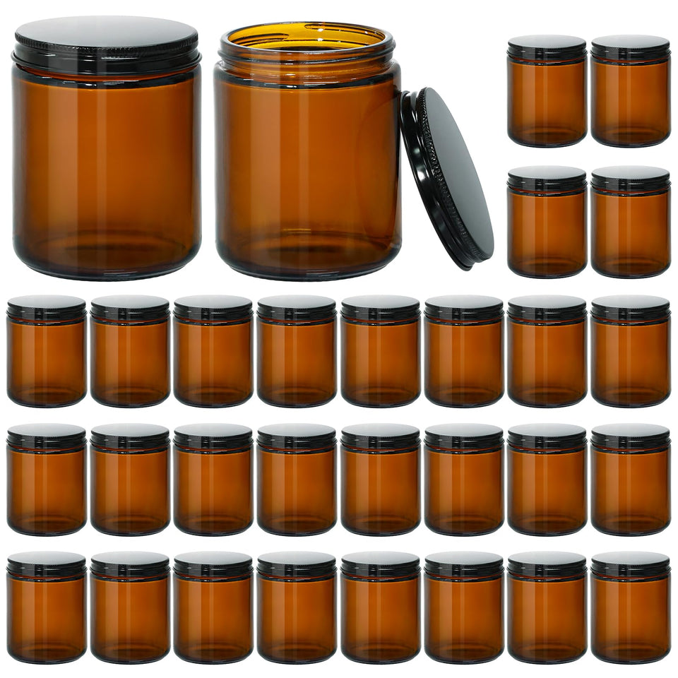 KEYWING 8 oz amber glass jar with lid, durable and UV-protected for long-lasting contents.