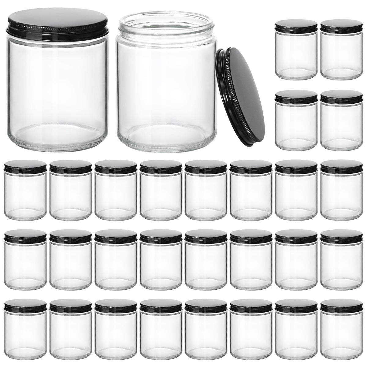 KEYWING 8oz candle jar with black lid for candle making and storage.
