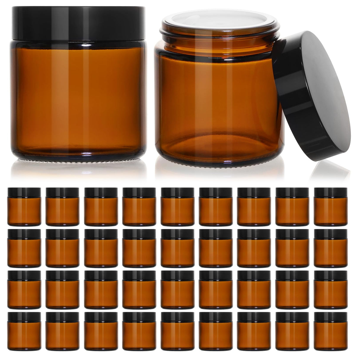 KEYWING 4oz amber glass jar with black lid for creams