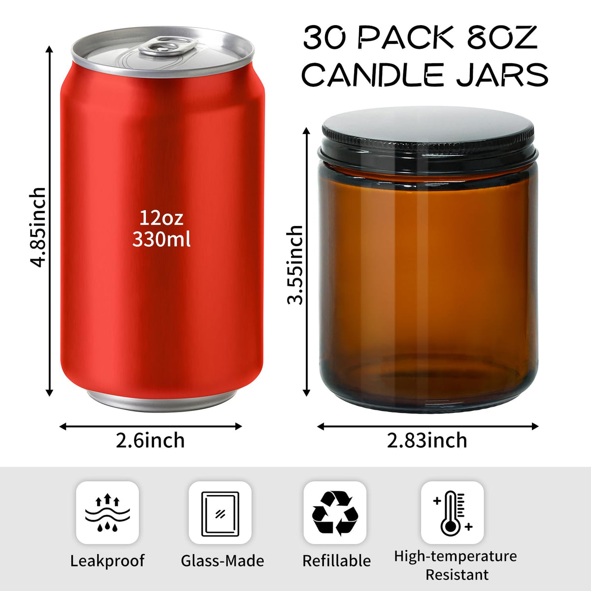 KEYWING amber jar for candles—airtight lid preserves fragrance and freshness.