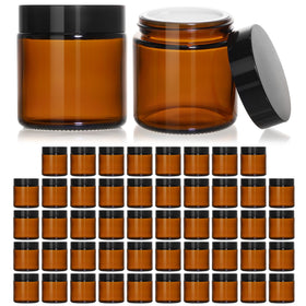 KEYWING 4 oz amber glass jar with black lid for creams and lotions, UV protection.