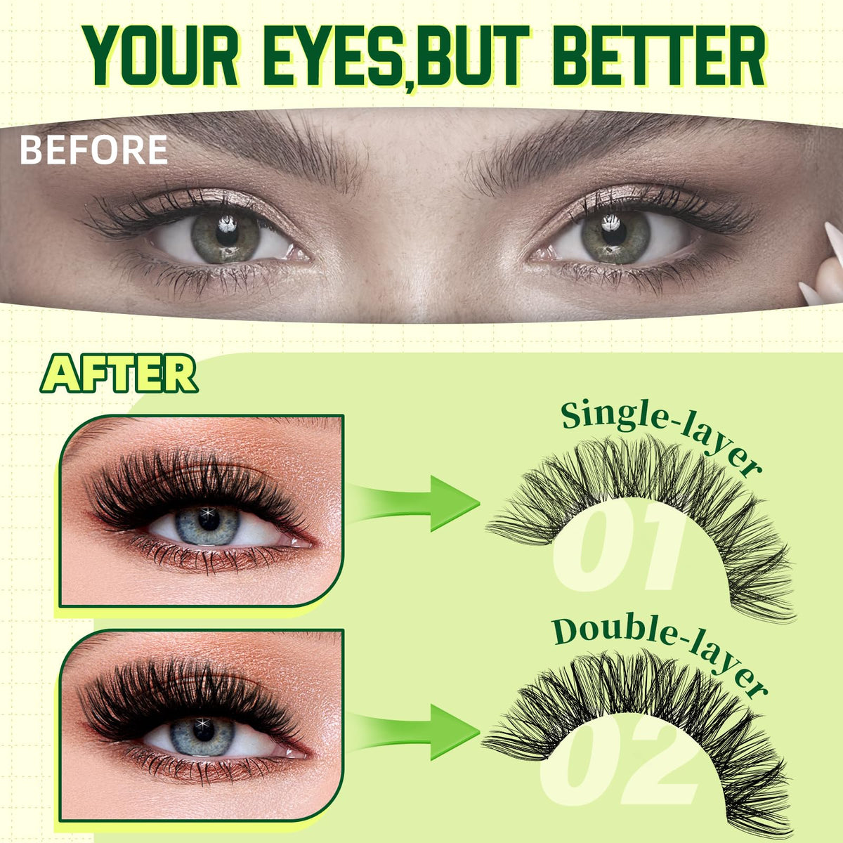 KEYYOU 144pcs lash cluster trays provide versatile options for natural to dramatic looks.