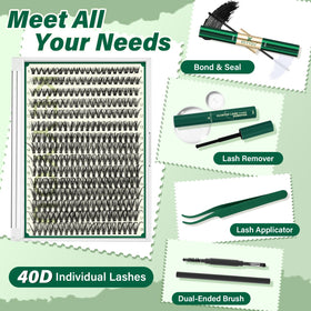 KEYYOU 40D C curl lash clusters for lightweight, comfortable volume.