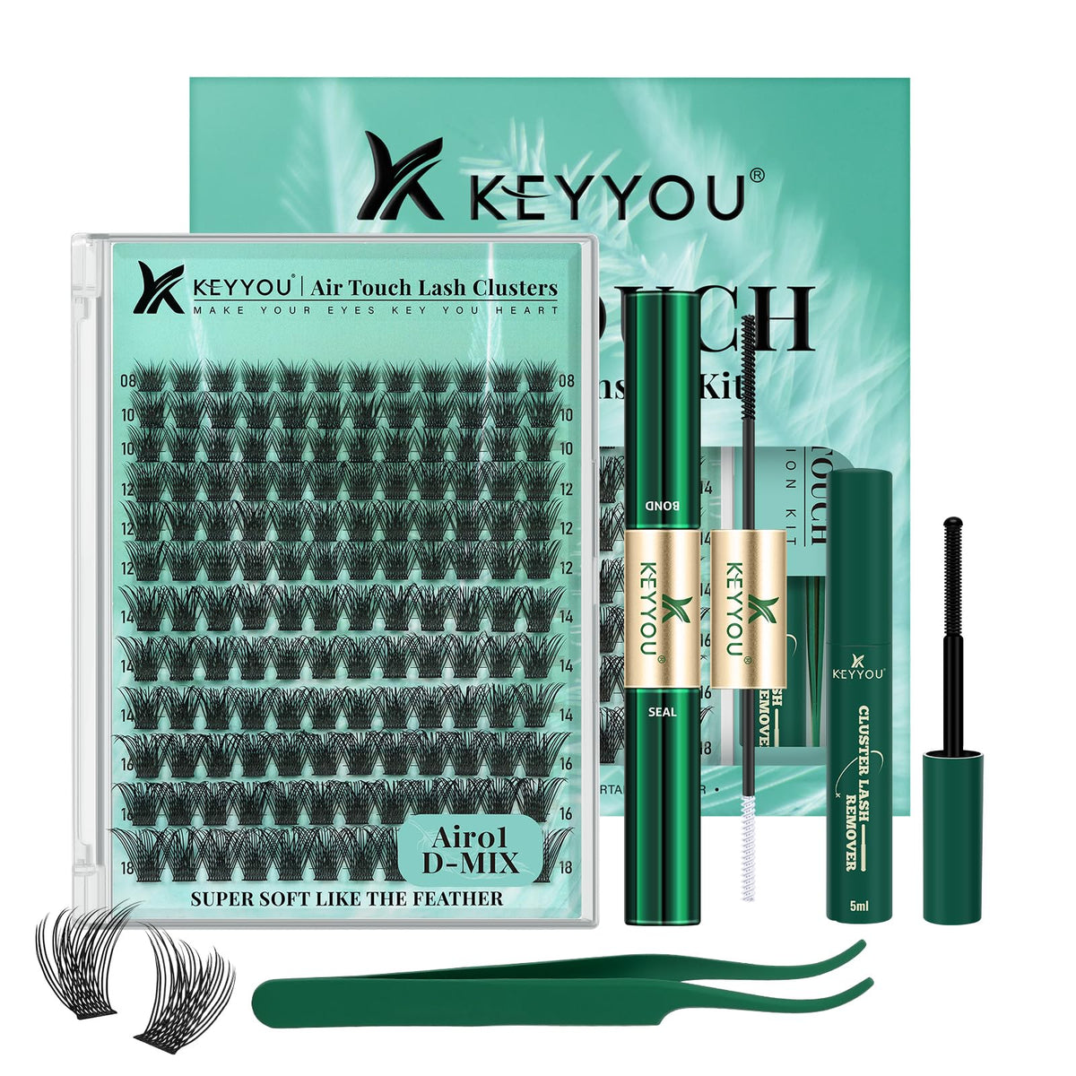 KEYYOU air touch lash clusters 144pcs for feather-light comfort all day.