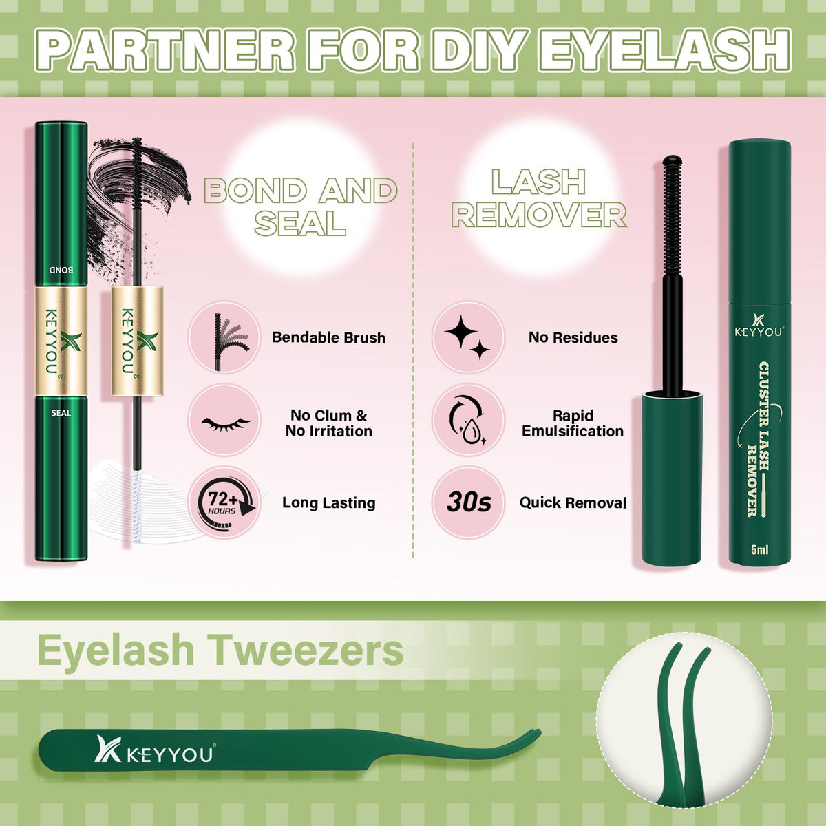 KEYYOU Applicator brush included for precise lash placement