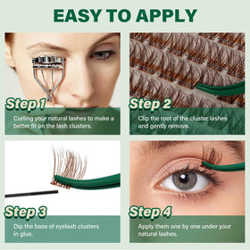 KEYYOU Brown Lash Clusters provide natural look with lightweight comfort.