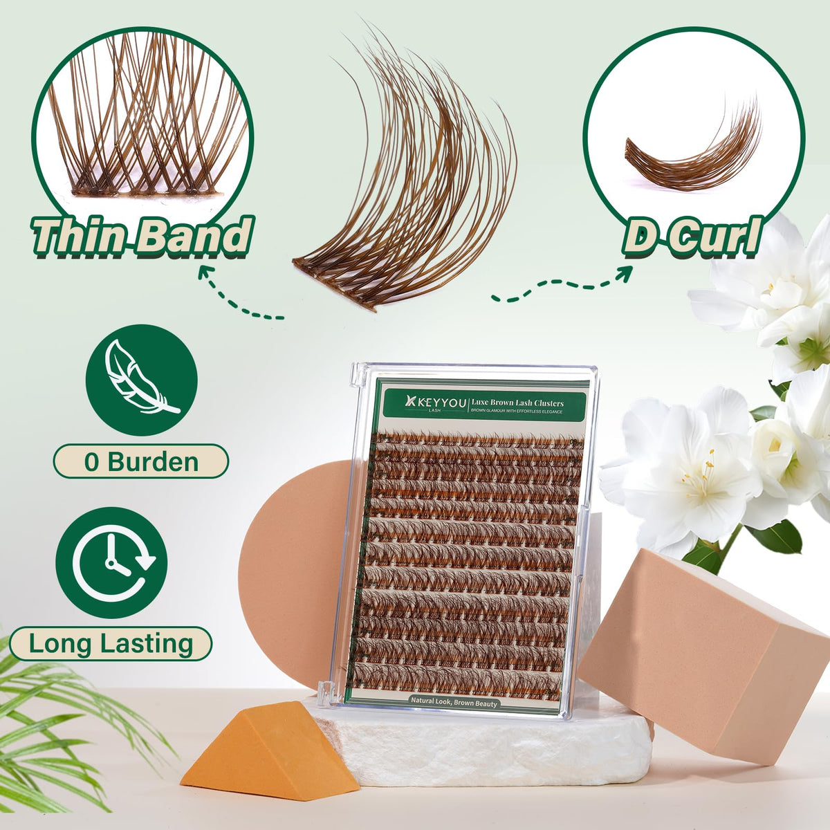 KEYYOU Soft-material brown clusters designed for comfortable all-day wear.