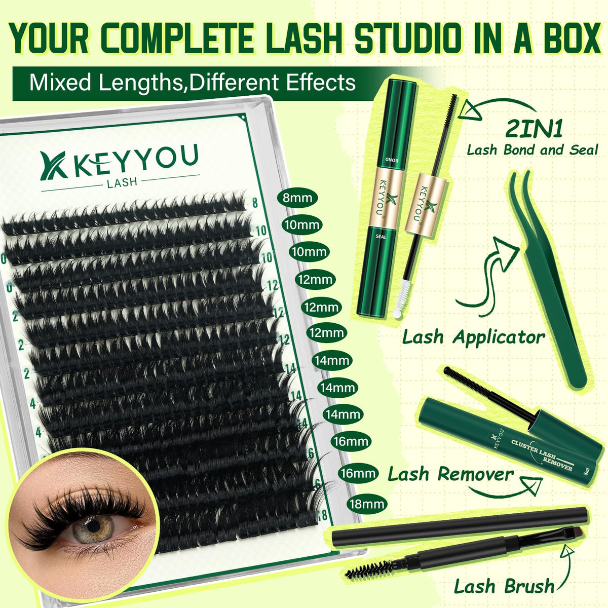 KEYYOU cluster lash remover for gentle, safe removal without irritation
