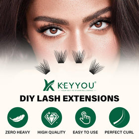 KEYYOU D curl lash with thin band for natural look.