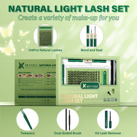 KEYYOU D Curl 8-18MIX lash clusters closeup highlights versatile curl for wispy natural-looking volume.