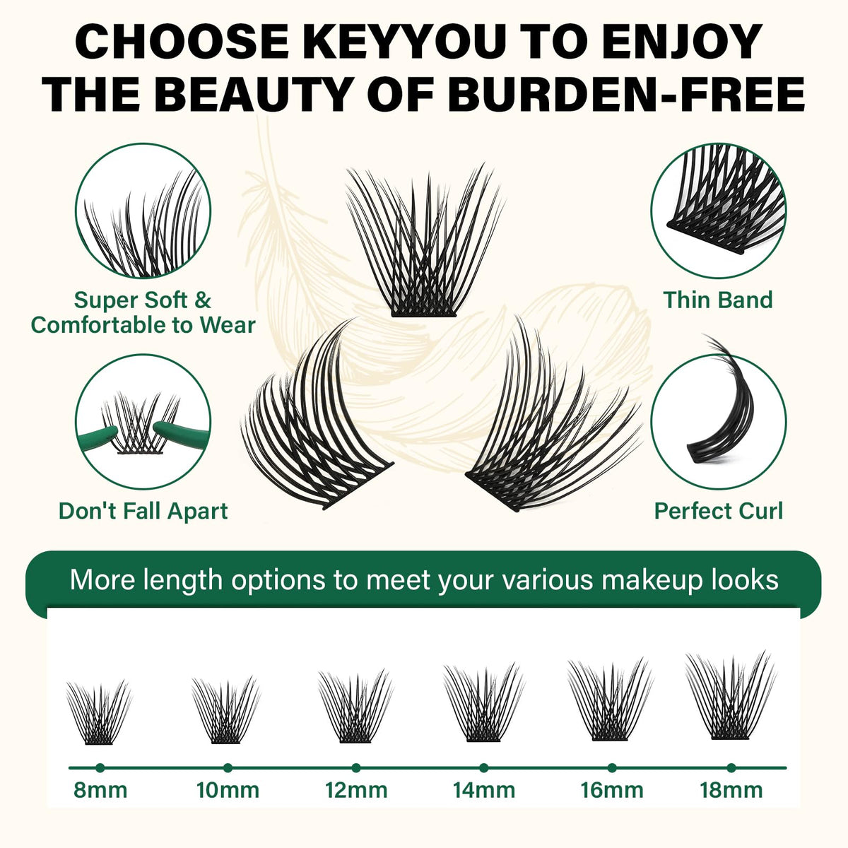 KEYYOU DIY-friendly at-home application of cluster lashes.