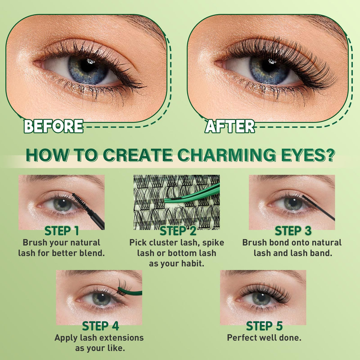KEYYOU DIY lash extension application demonstrates easy at-home upgrades to your lash line.