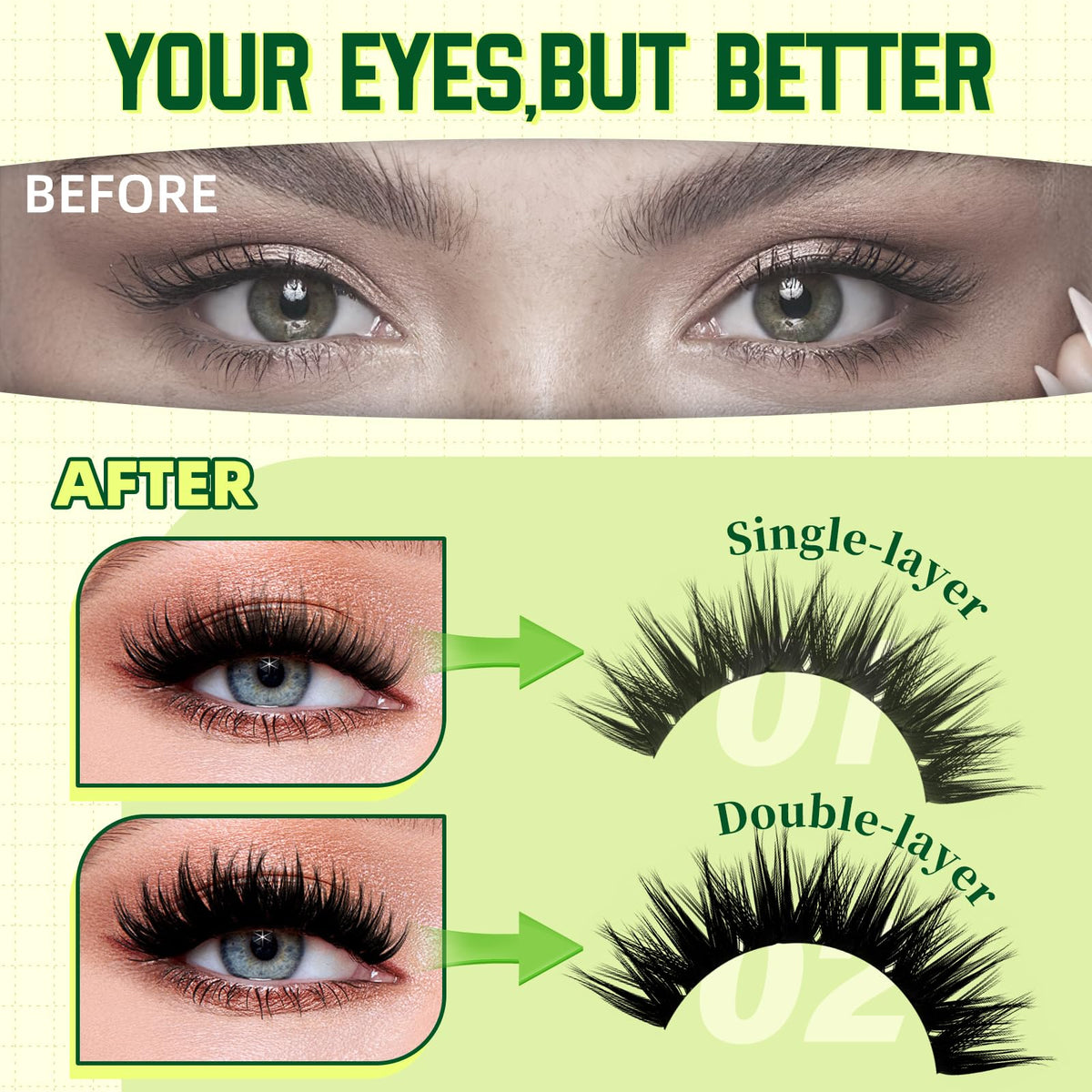 KEYYOU 144pcs cluster lashes showing size variety for customizable looks