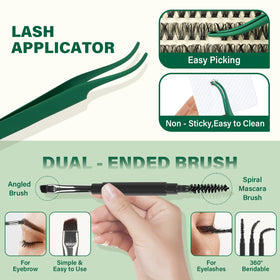 KEYYOU dual-ended brush for even application and lash grooming.