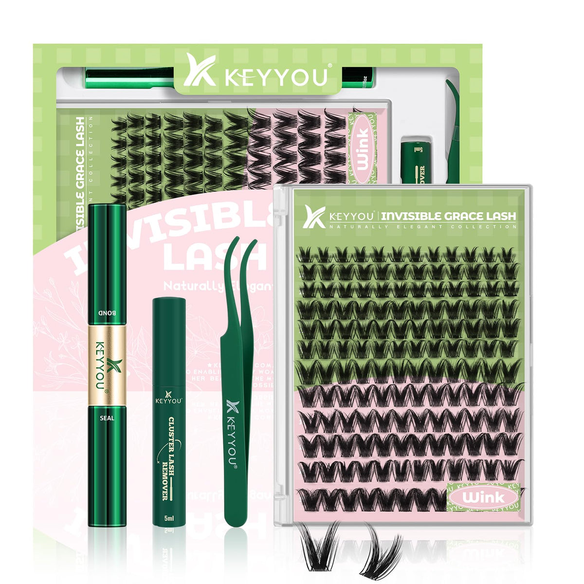 KEYYOU Fairy Wink lash clusters kit box front for at-home lash DIY.