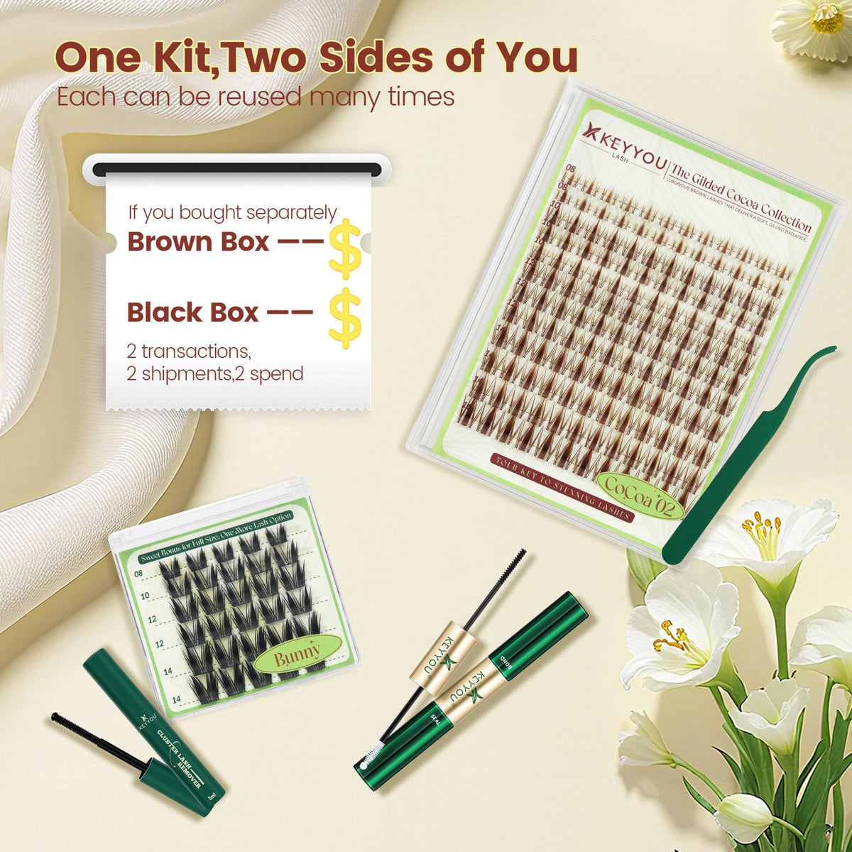 KEYYOU Invisible-band Brown Lashes feel weightless and natural