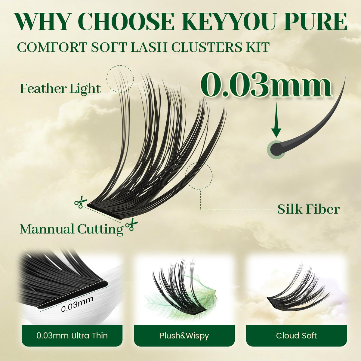 KEYYOU lash applicator tool shown for precise cluster placement