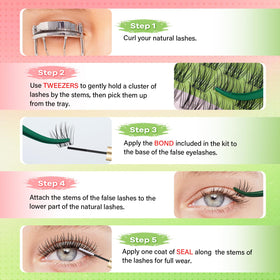 KEYYOU Lisbon Lash Clusters Kit sealer and remover ensure gentle removal and lash protection.