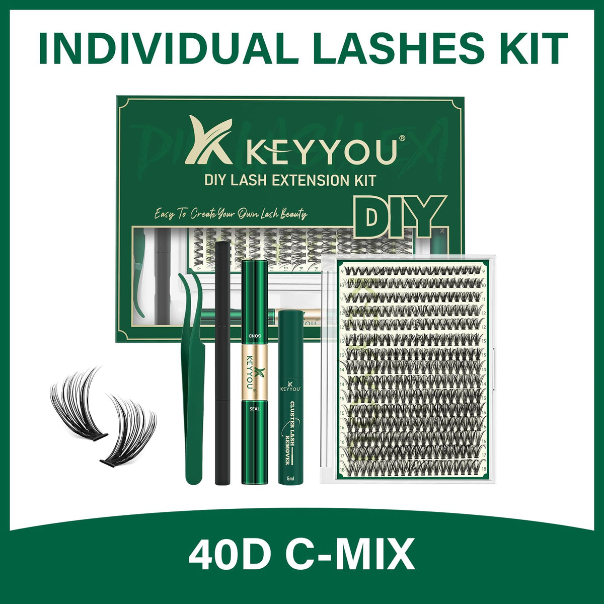 KEYYOU mixed-length lashes 9-18mm let you tailor natural to glam.