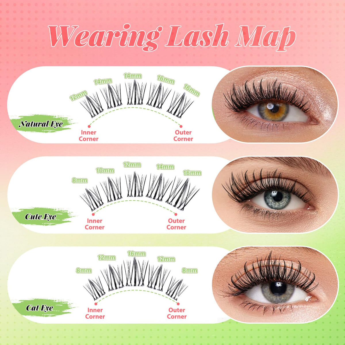 KEYYOU Naiad Lash Clusters Kit C curl lashes for defined lift