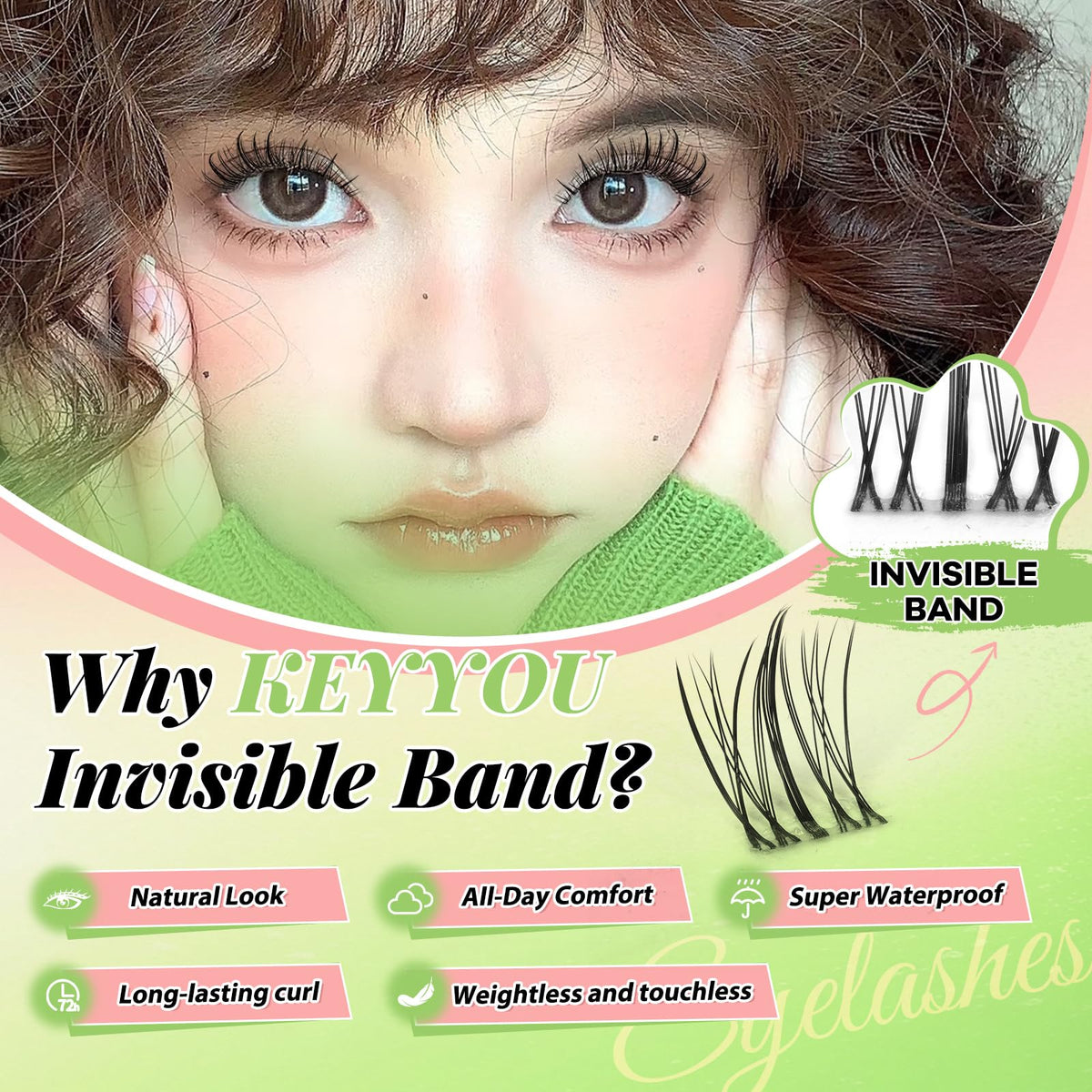 KEYYOU Naiad Lash Clusters Kit invisible band lashes blend seamlessly