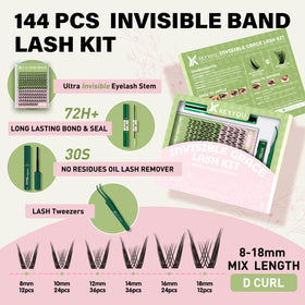 KEYYOU Pixie Lash Clusters Kit close-up of fluffy clusters ready to blend