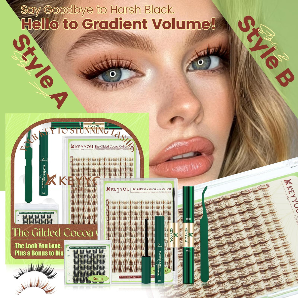 KEYYOU Spiky Anime C Curl Lashes create bold eye texture