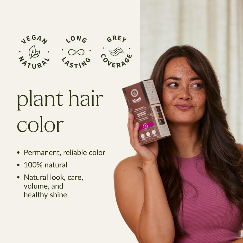 Applying KHADI Ash Brown color to hair for even, natural shading