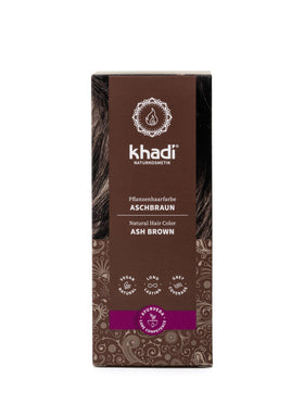 KHADI Ash Brown hair color packaging shows natural at-home dye solution