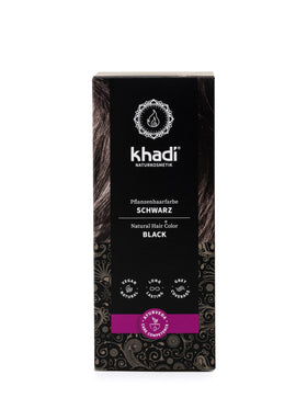 KHADI BLACK natural hair color jar closed for at-home color application.