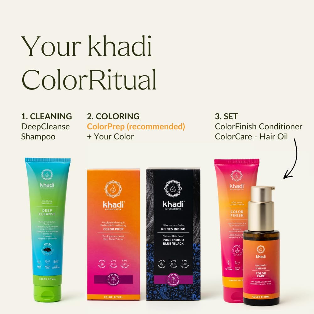 KHADI Color Prep boosts color power for dark shades.