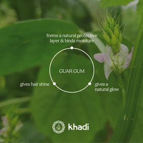 KHADI ColorFinish almond oil nourishes hair ends in this shot.