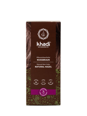 KHADI Natural Hair Color henna-indigo bottle shows authentic herbal application and color development.