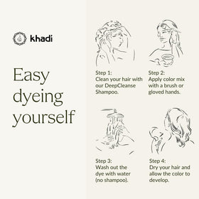 KHADI packaging with usage tips supports easy at-home coloring.