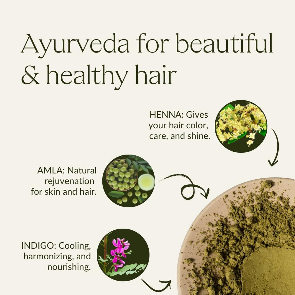 KHADI Ayurvedic cosmetics heritage supports gentle, plant-based coloring.