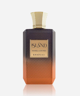 Khadlaj Island Vanilla Dunes cap close-up emphasizes luxurious packaging and concentration.