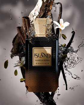 Khadlaj Island Vanilla Dunes packaging conveys premium gift-ready presentation.