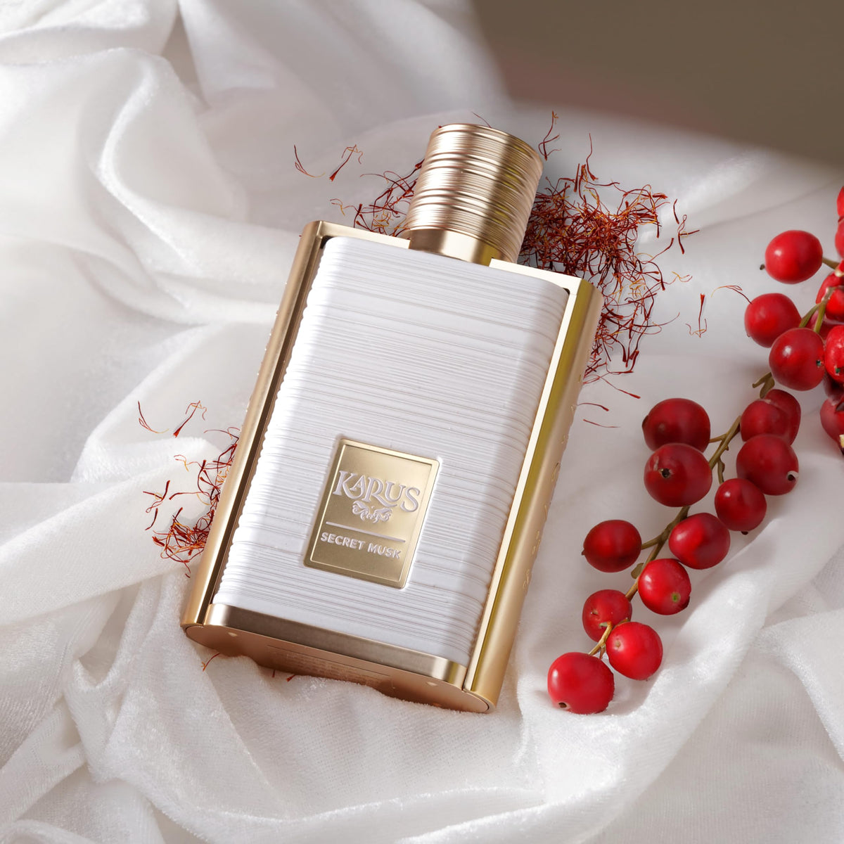 Khadlaj Karus Secret Musk packaging conveys elegance and mystery.