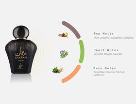Top-view Khadlaj Zayaan Gold bottle silhouette for vanity display