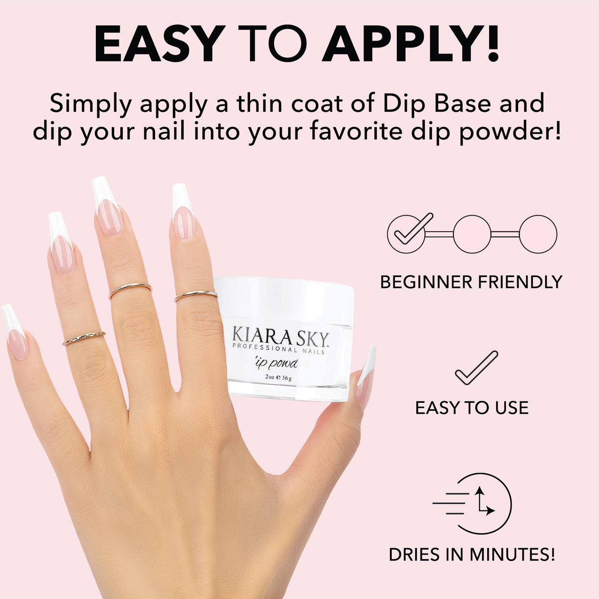 Kiara Sky clear dip powder demonstrates clean application and smooth manicure results.