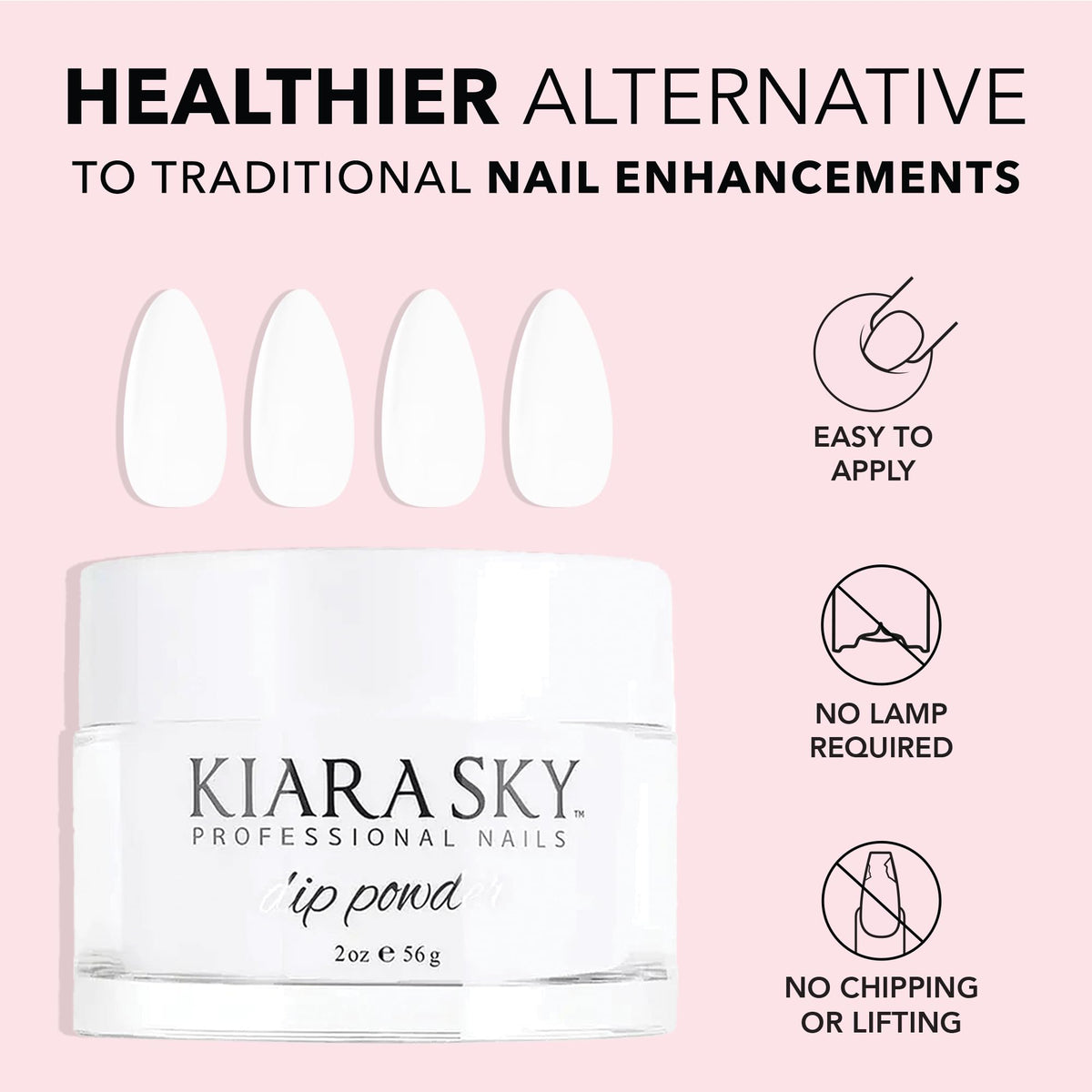 Kiara Sky dip powder on nail swatch highlighting durability.