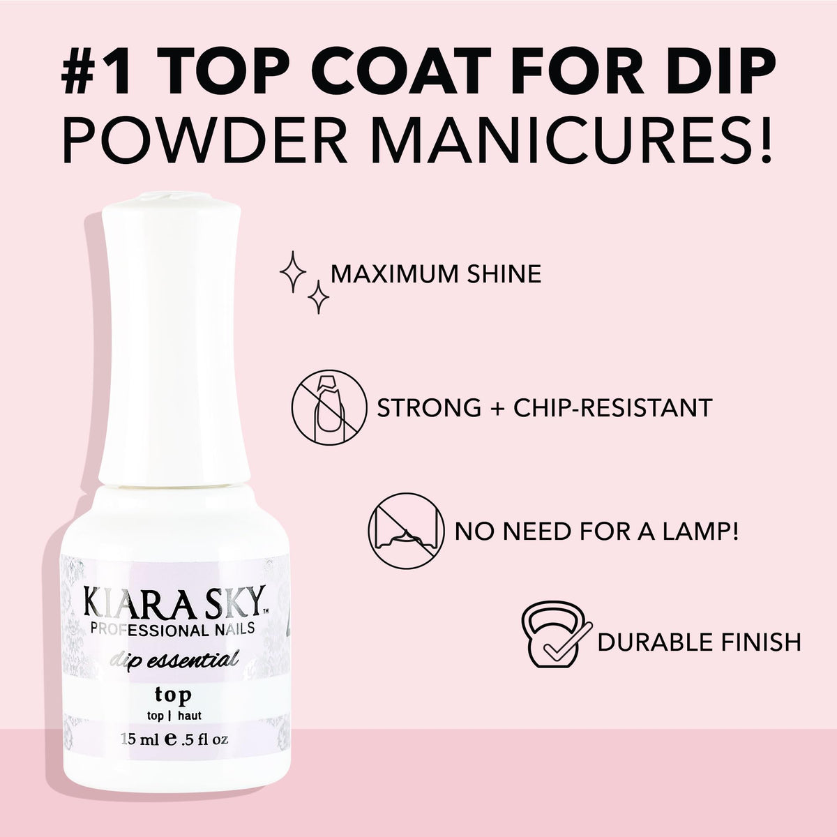 Kiara Sky Dip Top Coat application brush glides smoothly for nail art.