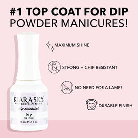 Kiara Sky Dip Top Coat application brush glides smoothly for nail art.
