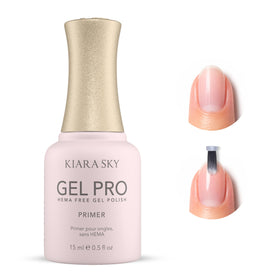 Kiara Sky Gel Pro Primer bottle front, highlighting HEMA-free formula for long wear.